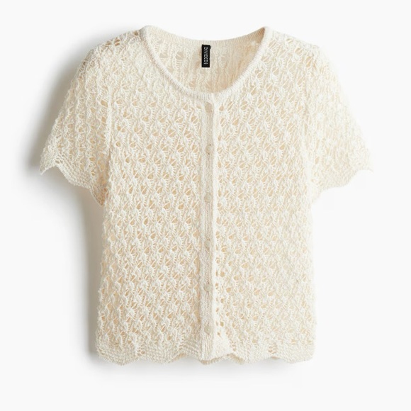 Divided Ivory Crochet Knit Top - Picture 10 of 13